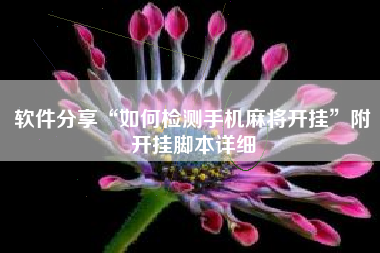 软件分享“如何检测手机麻将开挂”附开挂脚本详细