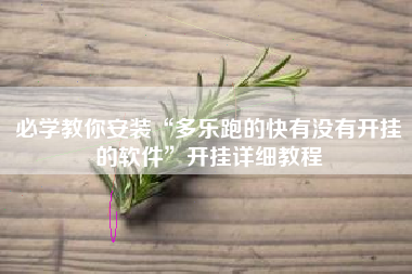 必学教你安装“多乐跑的快有没有开挂的软件”开挂详细教程