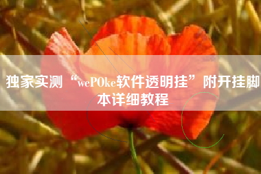 独家实测“wePOke软件透明挂	”附开挂脚本详细教程