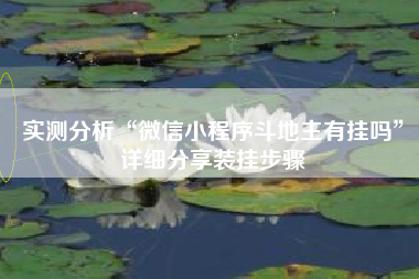 实测分析“微信小程序斗地主有挂吗”详细分享装挂步骤