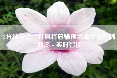 3分钟学会“打麻将总输预示着什么	”辅助器 - 实时智能