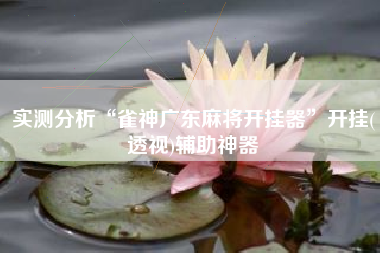 实测分析“雀神广东麻将开挂器	”开挂(透视)辅助神器