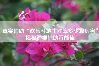 真实辅助“欢乐斗地主胜率多少算厉害”揭秘透视辅助万能挂