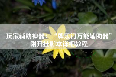 玩家辅助神器：“牌乐门万能辅助器	”附开挂脚本详细教程