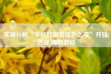 实测分析“手机打麻将挂怎么买”开挂(透视)辅助教程