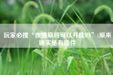 玩家必搜“夜猫麻将可以开挂吗	”(原来确实是有插件