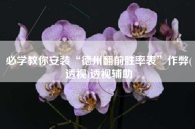 必学教你安装“德州翻前胜率表	”作弊(透视)透视辅助