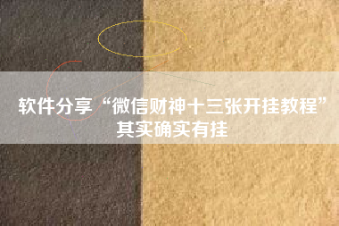 软件分享“微信财神十三张开挂教程”其实确实有挂