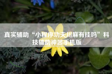 真实辅助“小程序功夫川麻有挂吗	”科技辅助神器手机版