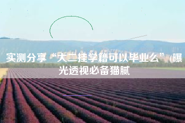 实测分享“大二挂学籍可以毕业么”(曝光透视必备猫腻