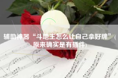 辅助神器“斗地主怎么让自己拿好牌”(原来确实是有插件)