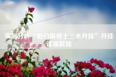 实测分析“相约麻将十三水开挂”开挂详细教程