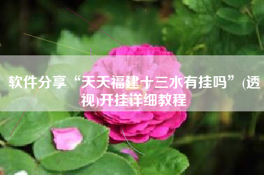 软件分享“天天福建十三水有挂吗	”(透视)开挂详细教程