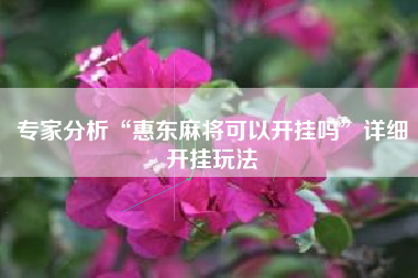 专家分析“惠东麻将可以开挂吗”详细开挂玩法