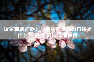 玩家辅助神器：“麻将扣点必赢口诀是什么”(透视)开挂详细教程