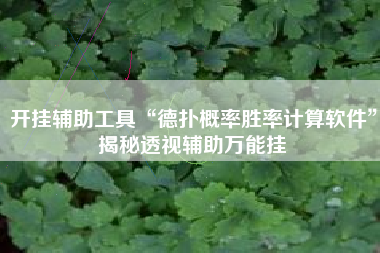 开挂辅助工具“德扑概率胜率计算软件”揭秘透视辅助万能挂