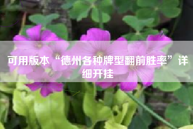 可用版本“德州各种牌型翻前胜率”详细开挂