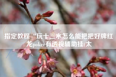 指定教程“玩十三水怎么能把把好牌红龙poker有透视辅助挂(太