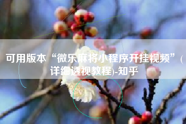 可用版本“微乐麻将小程序开挂视频	”(详细透视教程)-知乎