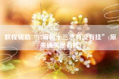 教程辅助“17麻将十三水有没有挂	”(原来确实是有挂)