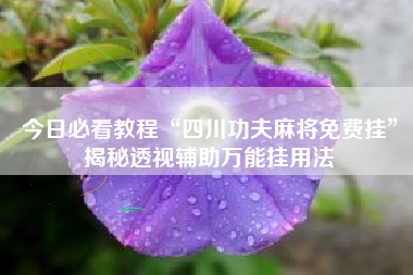 今日必看教程“四川功夫麻将免费挂	”揭秘透视辅助万能挂用法