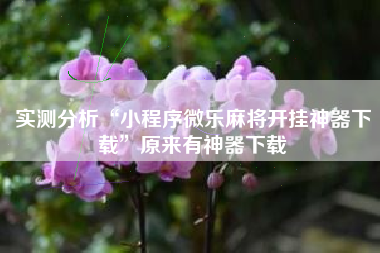 实测分析“小程序微乐麻将开挂神器下载”原来有神器下载