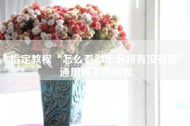 指定教程“怎么看微乐麻将有没有挂”通用版下载教程