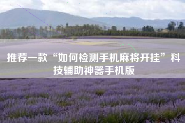 推荐一款“如何检测手机麻将开挂”科技辅助神器手机版