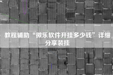 教程辅助“微乐软件开挂多少钱”详细分享装挂