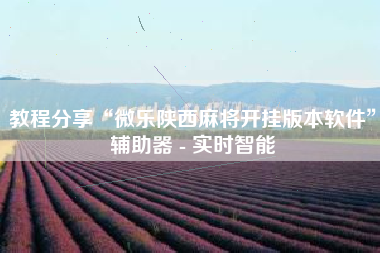 教程分享“微乐陕西麻将开挂版本软件	”辅助器 - 实时智能