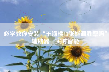 必学教你安装“玉海楼13张能调胜率吗”辅助器 - 实时智能