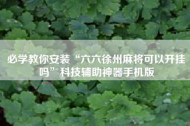 必学教你安装“六六徐州麻将可以开挂吗”科技辅助神器手机版