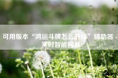 可用版本“鸿运斗牌怎么开挂”辅助器 - 实时智能回复