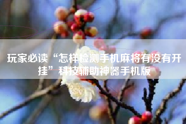 玩家必读“怎样检测手机麻将有没有开挂	”科技辅助神器手机版