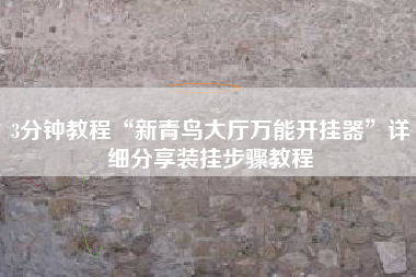 3分钟教程“新青鸟大厅万能开挂器	”详细分享装挂步骤教程