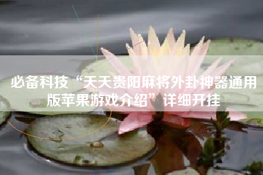 必备科技“天天贵阳麻将外卦神器通用版苹果游戏介绍	”详细开挂