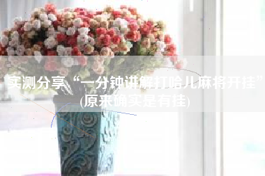 实测分享“一分钟讲解打哈儿麻将开挂”(原来确实是有挂)