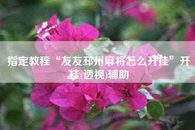 指定教程“友友邳州麻将怎么开挂”开挂(透视)辅助