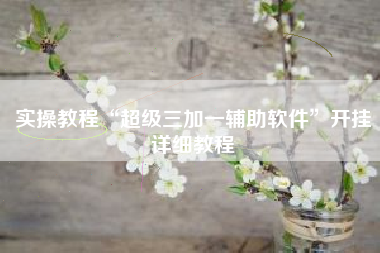 实操教程“超级三加一辅助软件	”开挂详细教程