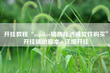 开挂教程“aapoker辅助挂透视软件购买	”开挂辅助脚本+详细开挂