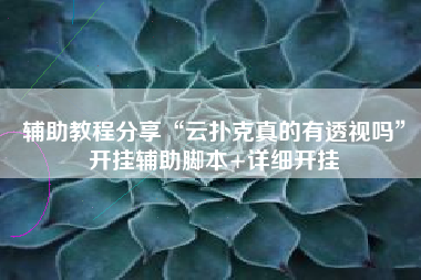 辅助教程分享“云扑克真的有透视吗”开挂辅助脚本+详细开挂