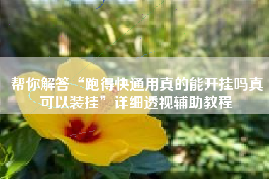 帮你解答“跑得快通用真的能开挂吗真可以装挂	”详细透视辅助教程