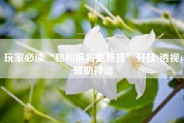 玩家必读“和和麻将免费挂	”开挂(透视)辅助神器