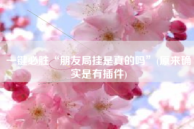 一键必胜“朋友局挂是真的吗”(原来确实是有插件)