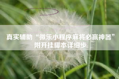 真实辅助“微乐小程序麻将必赢神器	”附开挂脚本详细步