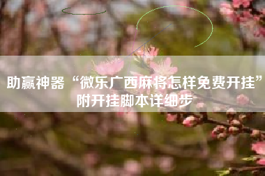 助赢神器“微乐广西麻将怎样免费开挂”附开挂脚本详细步