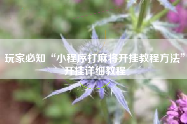 玩家必知“小程序打麻将开挂教程方法	”开挂详细教程