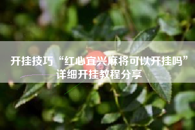 开挂技巧“红心宜兴麻将可以开挂吗	”详细开挂教程分享