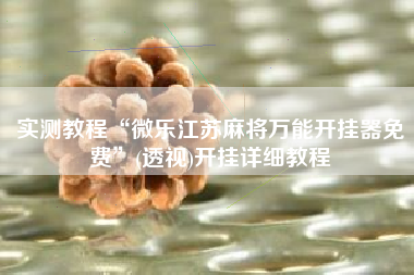 实测教程“微乐江苏麻将万能开挂器免费	”(透视)开挂详细教程