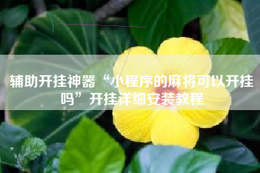 辅助开挂神器“小程序的麻将可以开挂吗”开挂详细安装教程